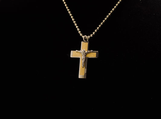 Cremation Cross-Gold inlay